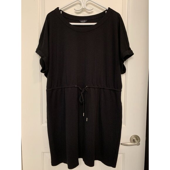 Rachel Roy Black Dress Short Sleeve Drawstring Waist XXL Casual Soft Comfy LBD - Picture 1 of 8
